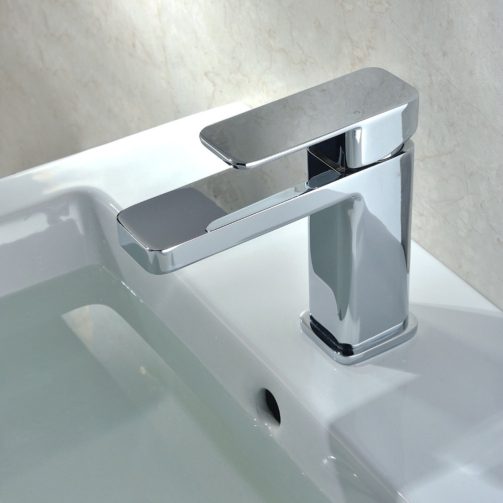 Close up product lifestyle image of the Abacus Edition Mono Basin Mixer